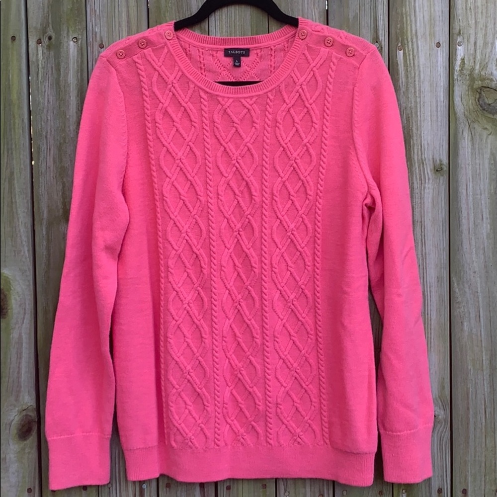 Talbots pullover cable knit pink sweater